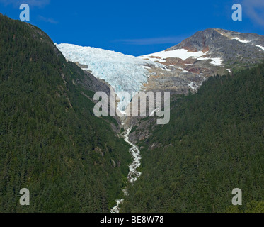 Irene ghiacciaio, nei pressi di Finnegan punto, Pacific Northwest Coastal Rain Forest, storico Chilkoot Trail, Chilkoot Pass, Alaska, STATI UNITI D'AMERICA Foto Stock