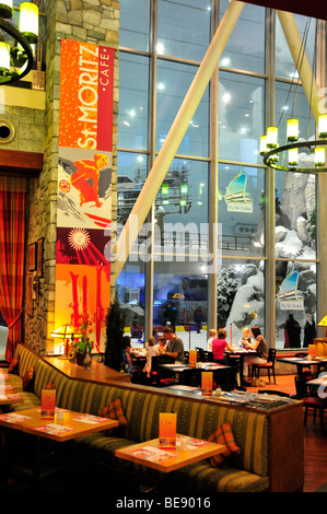 San Moritz Café presso lo Ski Dubai sci al coperto Sala nel centro commerciale Mall of the Emirates, Dubai, Emirati Arabi Uniti, Arabia, Medio Ea Foto Stock