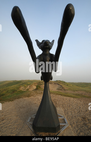 Statua di De Haas van Flanagan vicino allo Zwin riserva naturale, Knokke, Belgio Foto Stock