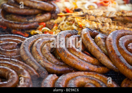 Piccante salsiccia italiana per la festa di San Gennaro Festival di Little Italy a New York City Foto Stock