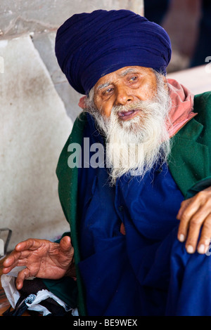 Il vecchio uomo Sikh in Delhi India Foto Stock