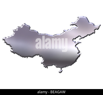 Cina 3d argento mappa Foto Stock