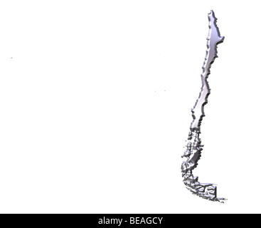 Il Cile 3d argento mappa Foto Stock
