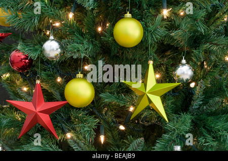 Close-up di albero di Natale ornamenti Foto Stock