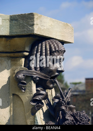 Dettaglio del memoriale di gower sulla statua di William Shakespeare Stratford upon Avon Warwickshire England Regno Unito Europa Foto Stock