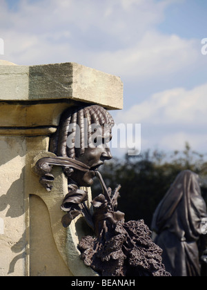 Dettaglio del memoriale di gower sulla statua di William Shakespeare Stratford upon Avon Warwickshire England Regno Unito Europa Foto Stock