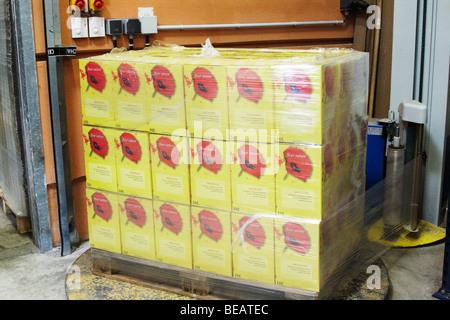 Il bag in box linea di imbottigliamento Cellier des Chartreux Rhone Francia Foto Stock