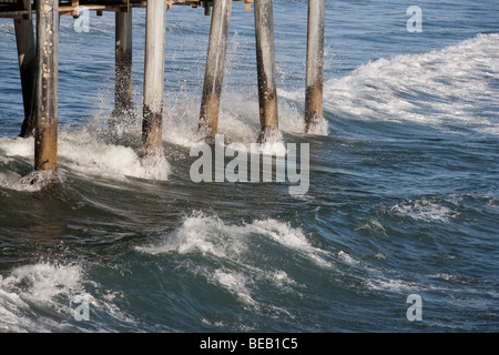Pier in mare, Santa Monica Pier, Santa Monica, nella contea di Los Angeles, California, Stati Uniti d'America Foto Stock
