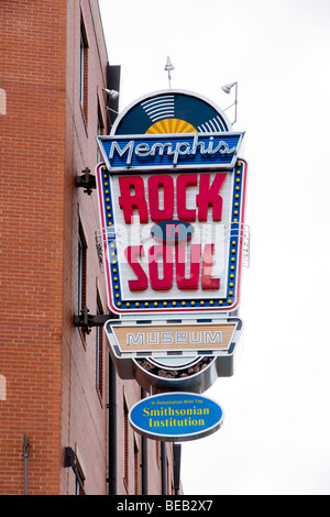 Memphis Rock & Soul Museum segno, Memphis, Tennessee, Stati Uniti d'America Foto Stock