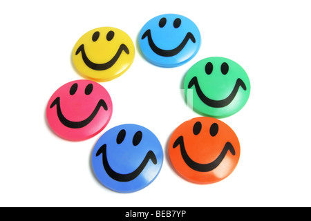 Smiley magneti per il frigo Foto Stock