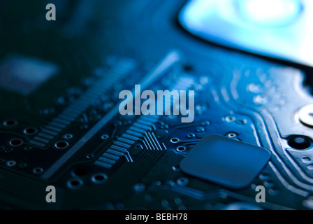 Extreme close-up di un disco rigido del computer Foto Stock