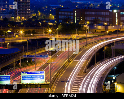 Belfast autostrada al crepuscolo Foto Stock