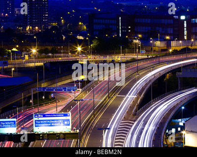 Belfast autostrada al crepuscolo Foto Stock