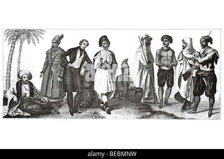 Turk inhanitants persiano di Europa centrale greco cabyles cosacco hindoo beduino Foto Stock
