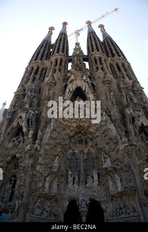 Vista esterna del la Sagrada Familia di Barcellona Foto Stock