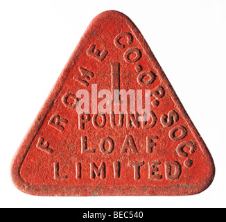 1 libbra di pane token da Frome Co-op Society Foto Stock