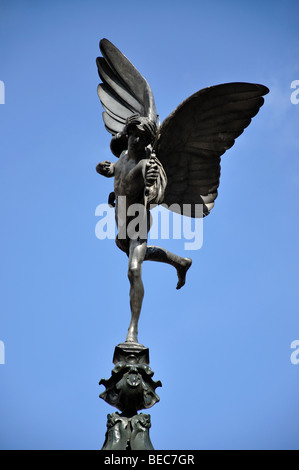 Statua di Anteros sulla Shaftesbury Memorial Fountain, Piccadilly Circus, West End, Greater London, England, Regno Unito Foto Stock