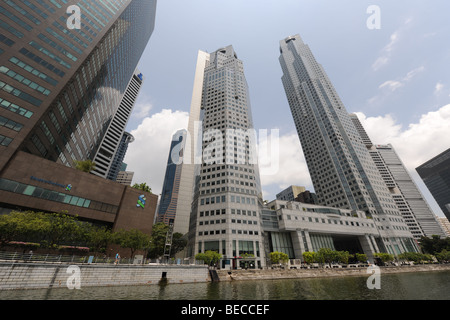 CBD e il quartiere finanziario compresi Standard Chartered Bank, Singapore Foto Stock