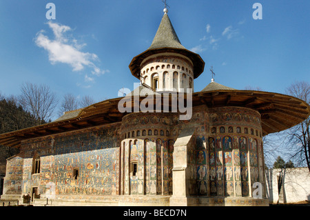 Chiesa nel monastero di San Giorgio in Voronet, Sito Patrimonio Mondiale dell'UNESCO, la Romania, l'Europa orientale Foto Stock