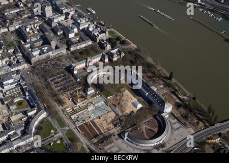 Foto aerea, sito di costruzione per la BUGA orticoltura federale show 2011 accanto al Kurfuerstliche Schloss Palazzo elettorale, Ko Foto Stock