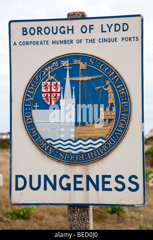 Segno di villaggio, Dungeness Kent REGNO UNITO Foto Stock