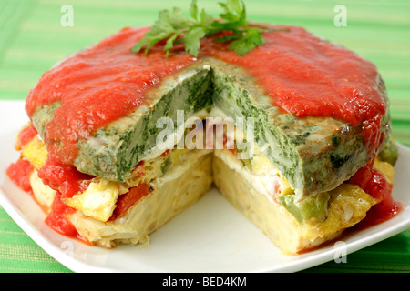 La frittata torta. Ricetta disponibile. Foto Stock