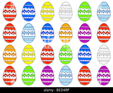 Colorate le uova di pasqua in una fila, motivo grafico Foto Stock