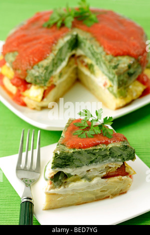 La frittata torta. Ricetta disponibile. Foto Stock