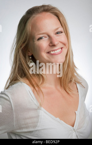 Felice bella donna Foto Stock