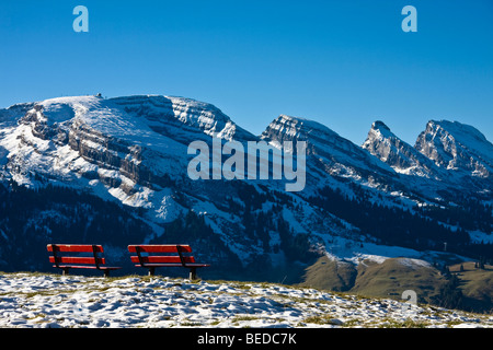 Vista delle montagne Churfirsten, cantone di San Gallo, Svizzera, Europa Foto Stock
