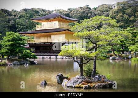 Vista della pagoda dorata e giardini a Kyoto, in Giappone. Foto Stock