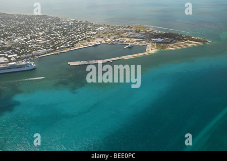 Foto aerea di Key West, Fort Zachary Taylor Historic State Park e porta a mare Foto Stock
