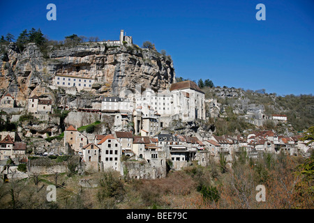 Rocamadour borgo arroccato su una rupe, Francia Foto Stock