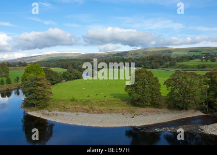 Ruskin la vista sul fiume Lune, dal fronte, Kirkby Lonsdale, Cumbria, England Regno Unito Foto Stock