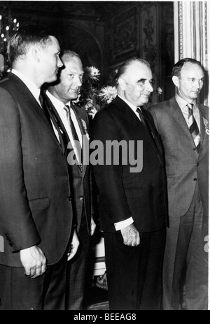 Georges Pompidou con Apollo 11 astronauti Foto Stock