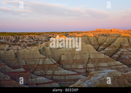 Erosi buttes pinnacoli e guglie nel Parco nazionale Badlands, Dakota del Sud Foto Stock
