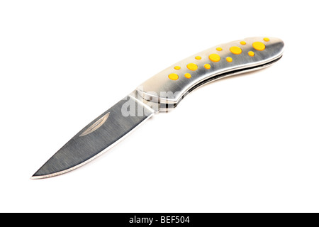 Coltello da tasca isolati su sfondo bianco. Foto Stock