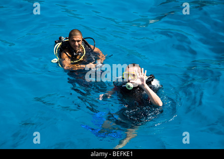 Immersioni a Sharm el Sheikh, Mar Rosso, Egitto Foto Stock