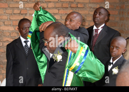 Nozze di re mumbere charles Wesley di Bakonzo alla regina Agnese, Kasese, Rwenzori Mountains, ovest dell Uganda, Africa Foto Stock