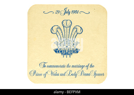 29 luglio 1981 ich dien a comemerate il matrimonio del principe del Galles e Lady Diana Spencer Foto Stock