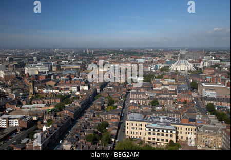 Veduta aerea della città di Liverpool e la Cattedrale cattolica romana Merseyside England Regno Unito Foto Stock