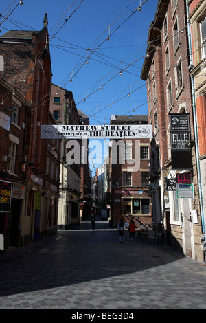 Mathew Street nel centro di Liverpool casa natale dei Beatles Merseyside England Regno Unito Foto Stock