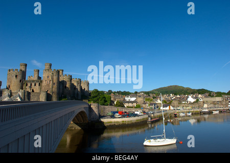 Conwy Castle, Conwy, Gwynedd, Wales, Regno Unito. Foto Stock