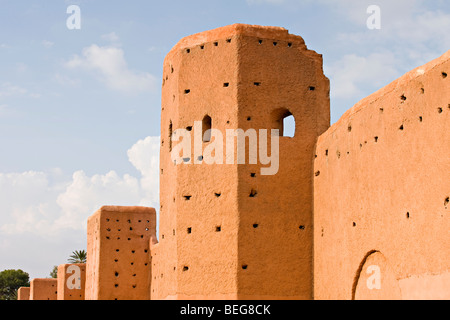 Il lato occidentale di Marrakech vecchie mura della città Foto Stock