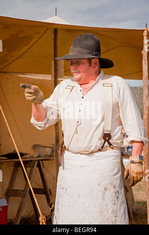 La Contea di Lincoln Cowboy Simposio e Chuck wagon Cook-off avviene in Ruidoso Downs, Nuovo Messico. Foto Stock