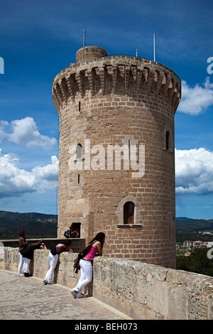 Torre del castello Bellver Palma Mallorca Spagna Spain Foto Stock