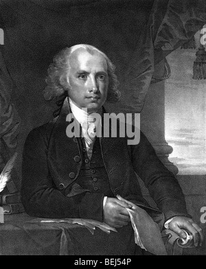 Stampa in verticale circa 1828 di James Madison (1751 - 1836) - il quarto presidente degli Stati Uniti (1809 - 1817). Foto Stock
