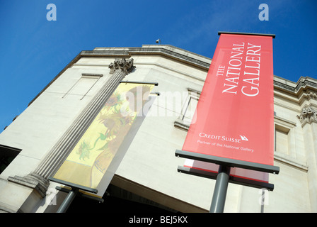 Galleria Nazionale ala Sainsbury esterno, Trafalgar Square, London, England, Regno Unito Foto Stock