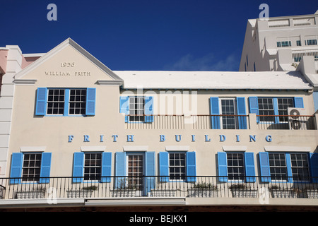 Tipica architettura, Hamilton, Bermuda, Oceano Atlantico, America Centrale Foto Stock