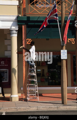 Tipica architettura, Hamilton, Bermuda, Oceano Atlantico, America Centrale Foto Stock